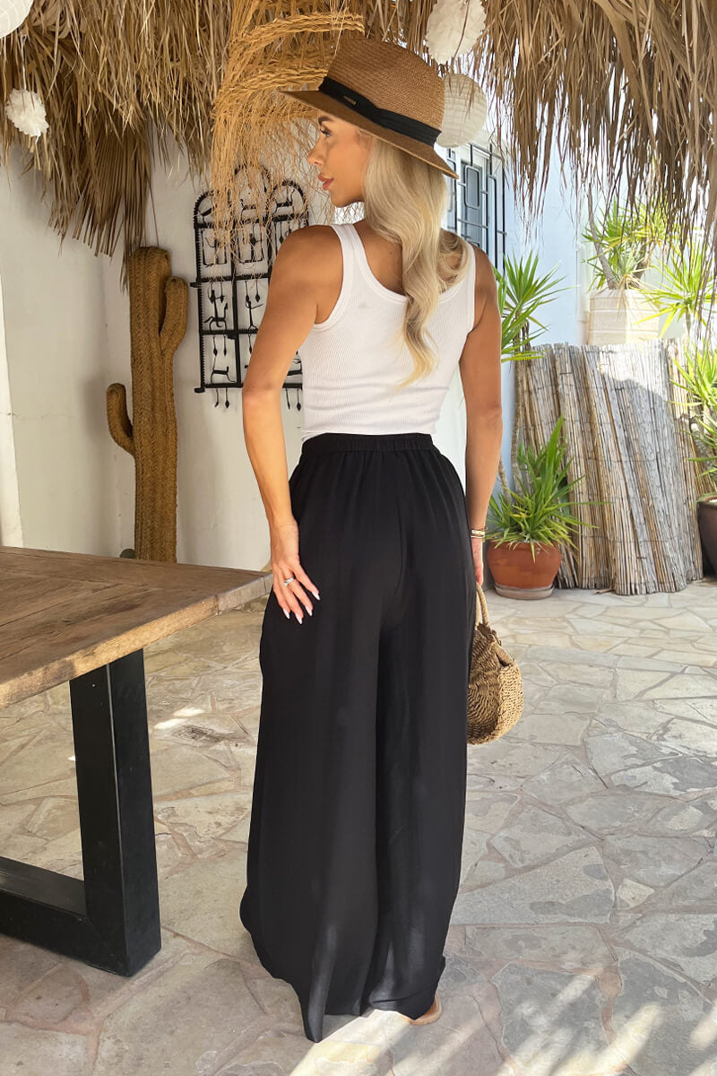 Black High Waist Palazzo Trousers